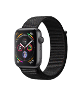 Apple Watch Series 4 (MU6E2RU/A), 44 мм, корпус из алюминия цвета «серый космос», спортивный браслет чёрного цвета