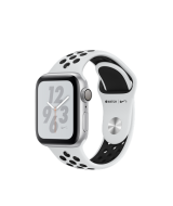 Apple Watch Nike+ Series 4 (MU6H2RU/A), 40 мм, корпус из алюминия серебристого цвета, спортивный ремешок Nike цвета «чистая платина/чёрный»