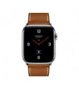 Apple Watch Series 4 GPS + Cellular, 44mm, корпус из стали, ремешок Hermès Single Tour из кожи Barénia цвета Ébène с раскладывающейся застёжкой