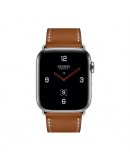 Apple Watch Series 4 GPS + Cellular, 44mm, корпус из стали, ремешок Hermès Single Tour из кожи Barénia цвета Fauve с раскладывающейся застёжкой