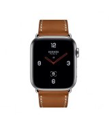 Apple Watch Series 4 GPS + Cellular, 44mm, корпус из стали, ремешок Hermès Single Tour из кожи Barénia цвета Fauve с раскладывающейся застёжкой
