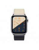 Apple Watch Series 4 GPS + Cellular, 44mm, корпус из стали, ремешок Hermès Single Tour из кожи Swift цвета Indigo/Craie/Orange