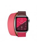 Apple Watch Series 4 GPS + Cellular, 40mm, корпус из стали, ремешок Hermès Double Tour из кожи Swift цвета Bordeaux/Rose Extrême/Rose
