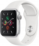 Apple Watch Series 5 (MWV62RU/A), 40 мм, корпус из алюминия серебристого цвета, спортивный браслет белого цвета
