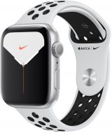 Apple Watch Nike Series 5 (MX3V2RU/A), 44 мм, корпус из алюминия серебристого цвета, спортивный ремешок Nike «чистая платина/чёрный»
