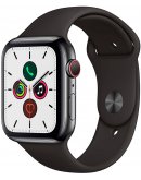 Apple Watch Series 5 LTE (MWWK2), 44 мм, корпус из стали цвета «серый космос», спортивный браслет чёрного цвета