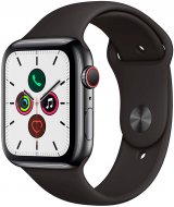 Apple Watch Series 5 LTE (MWWK2), 44 мм, корпус из стали цвета «серый космос», спортивный браслет чёрного цвета