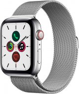 Apple Watch Series 5 LTE (MWWG2), 44 мм, корпус из стали серебристого цвета, серебристый браслет Milanese из нержавеющей стали