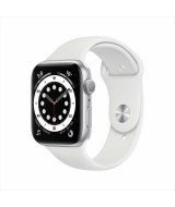 Apple Watch Series 6, 44 мм, корпус из алюминия серебристого цвета, спортивный ремешок белого цвета (M00D3RU-A)