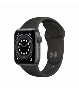 Apple Watch Series 6, 40 мм, корпус из алюминия цвета «серый космос», спортивный ремешок чёрного цвета (MG133RU-A)