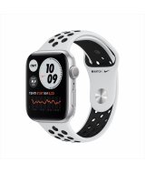 Apple Watch Nike Series 6, 40 мм, корпус из алюминия серебристого цвета, спортивный ремешок Nike цвета «чистая платина/чёрный» (M00T3RU-A)