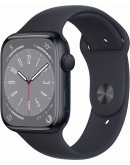 Apple Watch Series 8, 45 мм, корпус из алюминия цвета «тёмная ночь», спортивный ремешок цвета «тёмная ночь»