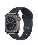 Apple Watch Series 8, 41 мм, стальной корпус графитового цвета, спортивный ремешок цвета «тёмная ночь»