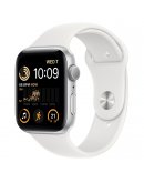 Apple Watch SE 2022, 44 мм, корпус из алюминия серебристого цвета, спортивный ремешок белого цвета