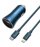 Автомобильное зарядное устройство Baseus Golden Contactor Pro Dual Quick Charger Car Charger U+C 40W Dark Gray