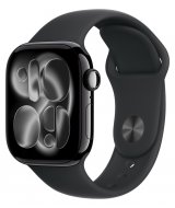 Умные часы Apple Watch Series 11 42 мм (алюминиевый корпус, черный/черный, спортивный силиконовый ремешок S/M)