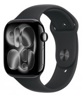 Умные часы Apple Watch Series 11 LTE, 46 мм (алюминиевый корпус, черный/черный, спортивный силиконовый ремешок M/L)