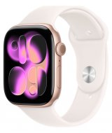 Умные часы Apple Watch Series 11 46 мм (алюминиевый корпус, золотой/розовый, спортивный силиконовый ремешок M/L)
