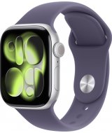 Умные часы Apple Watch Series 11 46 мм (алюминиевый корпус, серебристый/фиолетовый, спортивный силиконовый ремешок M/L)